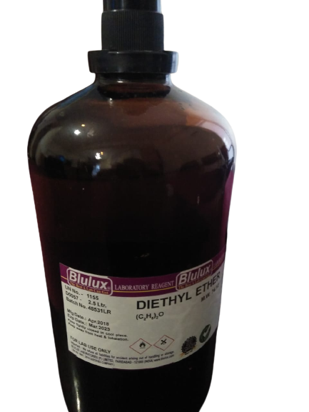 Image: Diethyl Ether 2.5ltr - A container of diethyl ether, a common laboratory solvent, in a 2.5-liter volume