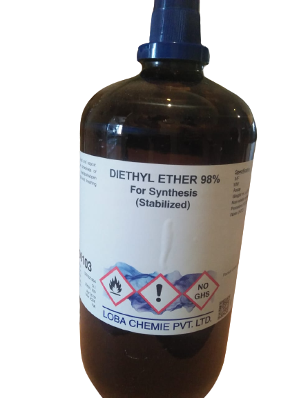 Image: Diethyl Ether 2.5ltr - A container of diethyl ether, a common laboratory solvent, in a 2.5-liter volume