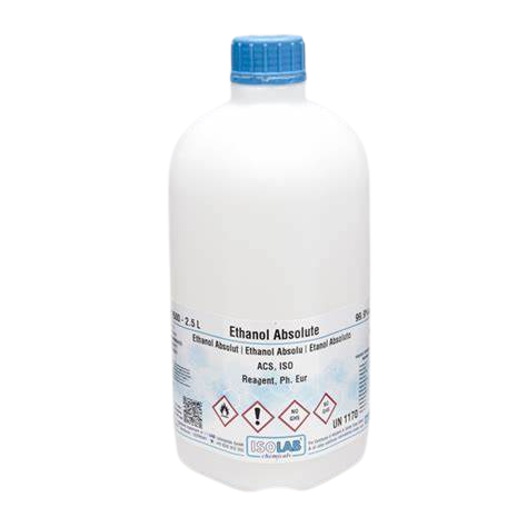 Image: Ethanol Absolute 2.5ltr - A container of high-purity ethanol suitable for various laboratory and industrial applications